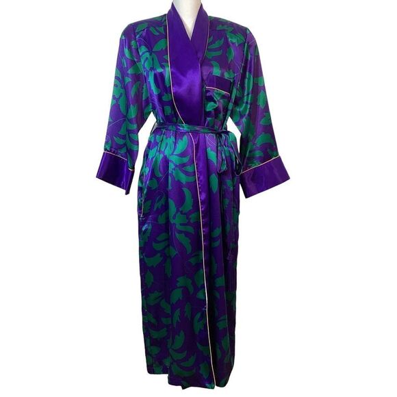 VICTORIA’S SECRET Size S Floral Vintage Yellow Label Purple Green Tassel Robe - Picture 3 of 11